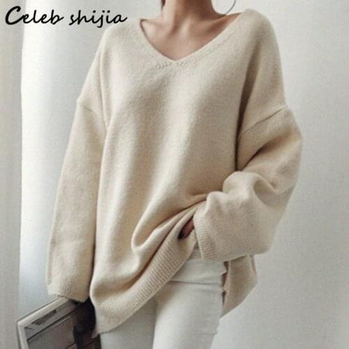Womens Winter Sweaters 2021 Apricot Woolen Long Sleeve Knitting Pullover Female Korean Vintage Loose Knit Jumper Tops Autumn