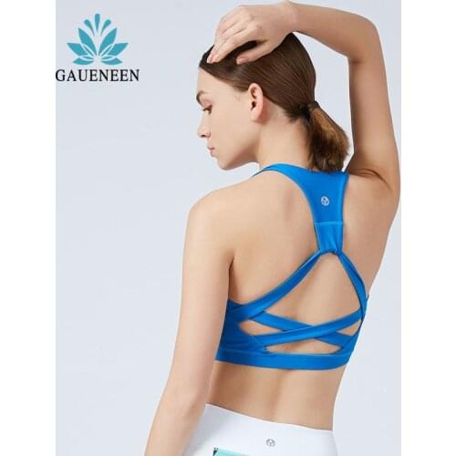 GAUENEEN Women Cross Strap Sports Bra Running Workout Tank Top Push Up Bralette Shockproof Fitness Gym Yoga Active Bra