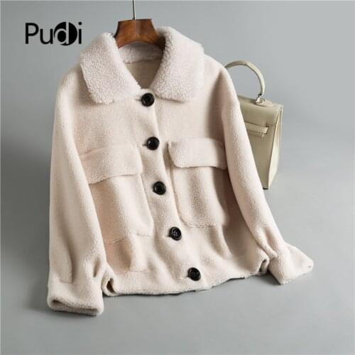 Fall Winter Women 30% Real Wool Fur Coat Big Button Warm Jacket Sheep Shearing Girl Fur Coats Lady Short Jacket Overcoat OMS833
