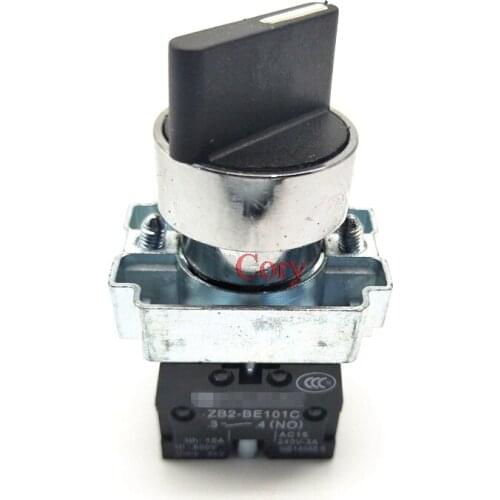 1PC 2 Positions Rotary Rotary Selector Switch 660V 10A 22mm Panel Lock/Unlock 1NO/1NO+1NC Standard Handle