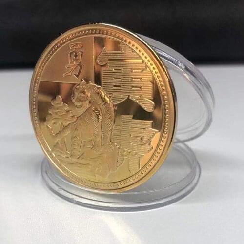 2022 Year of Tiger Commemorative Coin Zodiac Tiger Year Coins gold plated
