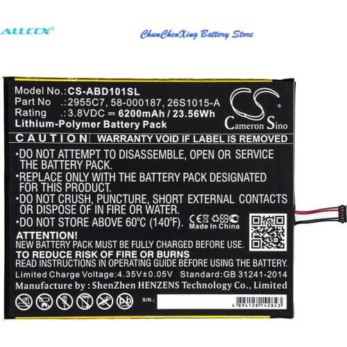 Cameron Sino 6200mAh Battery 26S1015-A, 2955C7, 58-000187 for Amazon Kindle Fire HD 10.1,Kindle Fire HD 10.1 7th, SL056ZE
