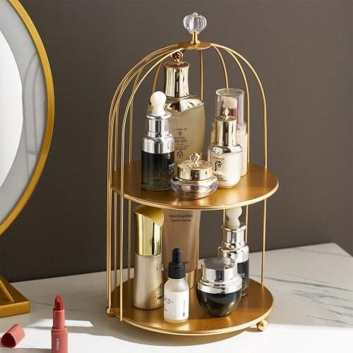 Modern Minimalist Nordic Style Iron Bird Cage Cosmetics Small Items Storage Rack Room Bathroom Living Room Decoration Crafts