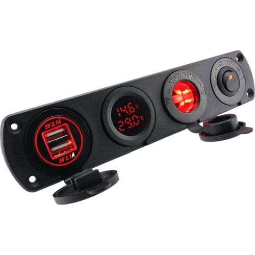 5V 4.2A Dual USB Car Charger Panel With Cigarette Lighter Socket ON-OFF Switch Digital Display LED Voltmeter For 12V-24V Vehicle