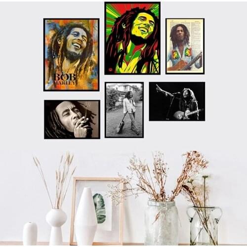 Bob Marley Print Music Rock Band Star Poster Wall Art Pictures Painting Room Home Decor Canvas Wall Stickers Fans Collection