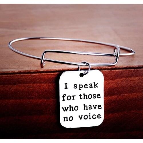 "I speak for those who have no voice" Dog Cat Lover Bangle Veterinary Vet Tech Animal Rescue Veterinarian Bracelet