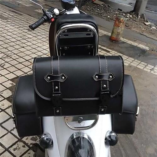Black PU Leather Pouch Saddle Tool Bags Storage Saddlebags Luggage for Harley Sportster XL883 XL1200 Universal