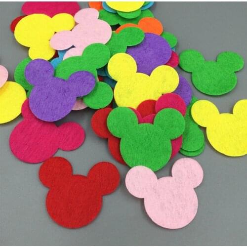 DIY 200PCS Mixed Colors Die Cut Felt Circle Mickey head Cardmaking decoration 35mm