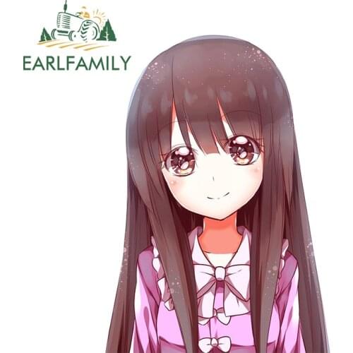 EARLFAMILY 13cm x 9.4cm for Cute Girl Vinyl Car Stickers Waterproof Windshield Anime Decoration Scratch-proof Window Decal