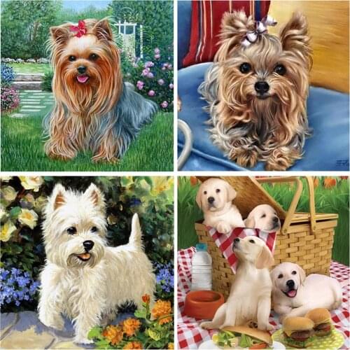 HUACAN Dog Diamond Painting Cross Stitch Wall Decor Diamond Embroidery Resin Full Square Animal Rhinestone DIY Diamond Mosaic