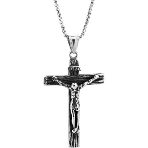 Catholic Stainless Steel Ornaments Crucifix Cross Titanium Steel Mens Pendant jesus key chain