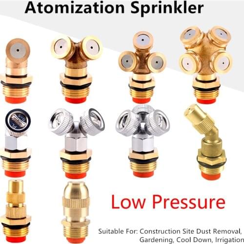 Brass Atomizing Spray Fitting Nebulizer Water Sprinklers Heads Garden Irrigatio Misting Nozzle Greenhouse Yard Cooling Cocina