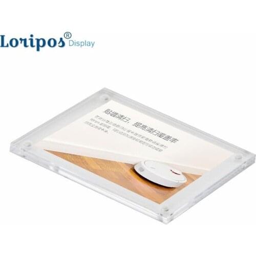 Small Freestanding Clear Acrylic Magnetic Picture Display Stand Photo Frame New Wall Mounted Sign Holder Paper Card Poster Cover
