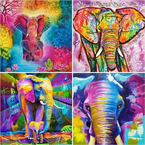 MomoArt Diamond Embroidery Elephant Picture Rhinestones Diamond Painting Animal Cross Stitch Mosaic Colourful Crafts Home Decor