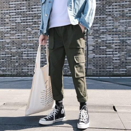 Male Hip Hop Joggers Trousers Men Streetwear Harem Pants 2021 Mens Pockets Cargo Pants Harajuku Wide Leg Joggers Pants