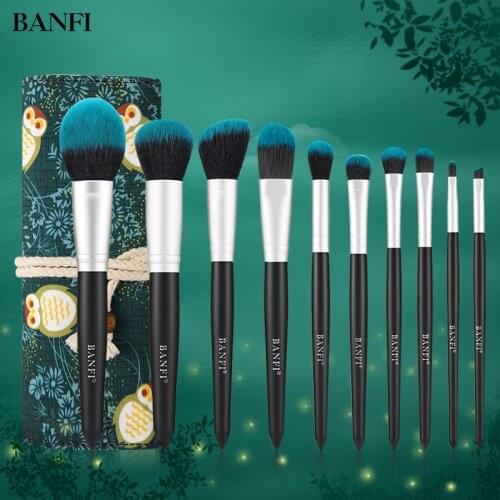 Green Light Series 10pcs Makeup Brushes set-High Quality Brush And Beautiful Cosmetic Bag-ForFoundation Blush Eyeshadow Powder