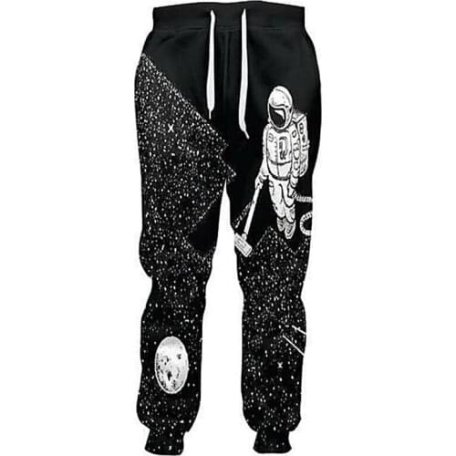 2021 New Mens 3D Print Pants Space Vacuum Cleaner Robot Fashion Loose Drawstring Trousers Joggers Casual Wear