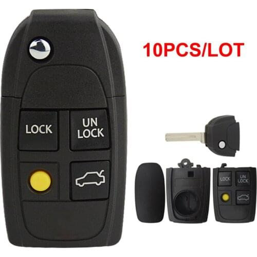 OkeyTech 4 Button Replacement Flip Folding Key Car Remote Control Key Shell Case Cover For Volvo XC70 XC90 V50 V70 S60 S80 C30