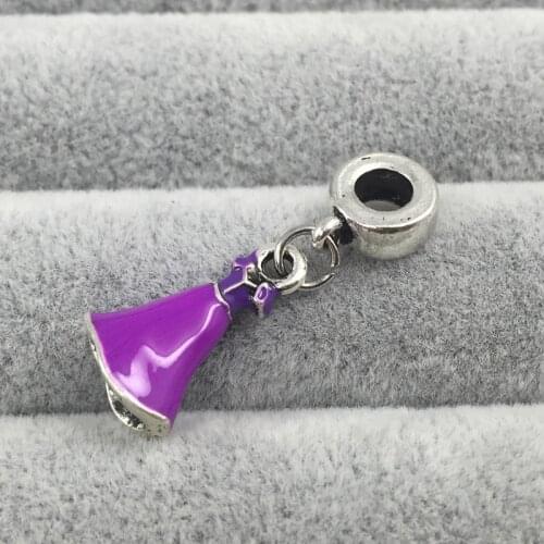 Rapunzel Dress Silver Plated dangle With Lilac And Magenta Enamel European Beads Fit Charms Bracelets&Bangles Necklace
