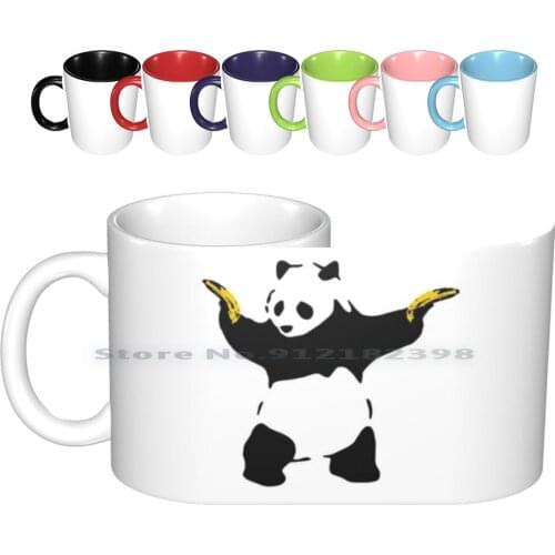 Bad Panda Stencil Ceramic Mugs Coffee Cups Milk Tea Mug Panda Angry Panda Stencil Banana Banana Gun Bad Panda Banksy Bad Velvet