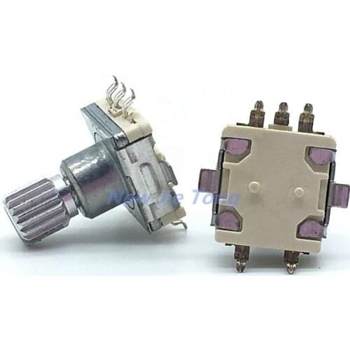 2pcs /lot 360 Degree Rotary Encoder Switch EC11 With Push Switch 30 Position 5pin SMD Type Handle Length 12mm Plum Shaft
