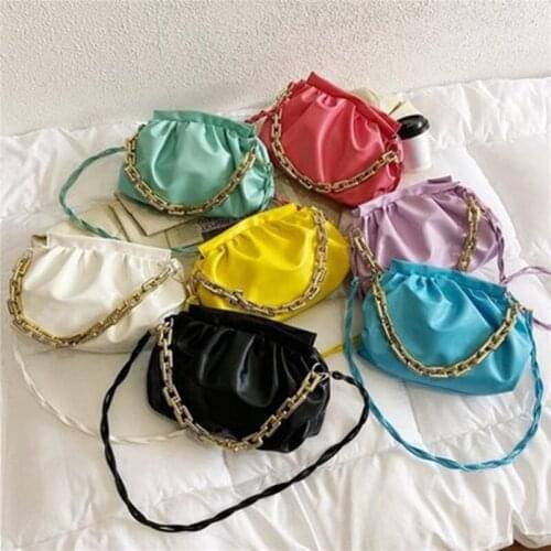 2021 Day Clutch Thick Gold Chains Dumpling Clip Purse Bag Women Cloud Underarm Shoulder Bag Pleated Baguette Pouch Totes Handbag