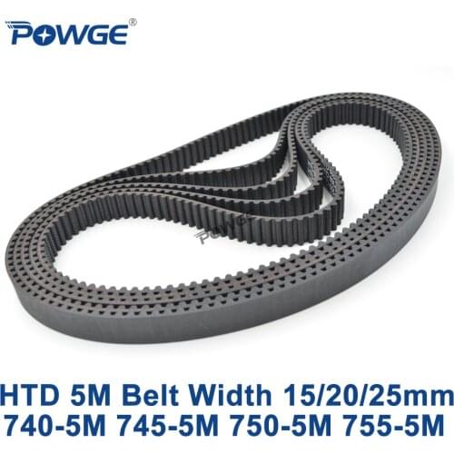 POWGE HTD 5M Timing belt C=740/745/750/755 width 15/20/25mm Teeth 148 149 150 151 HTD5M synchronous Belt 740-5M 750-5M 755-5M