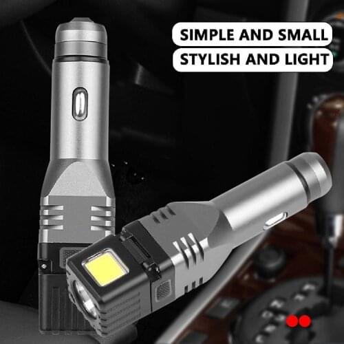 LED Flashlight Car Charger Spot Light with USB Port 4 Lighting Modes with Emergency Window Breaker for Camping, Hiking dropship