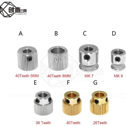 Creativity MK8 Extruder Drive Gear Bore 5mm For 1.75mm/3.0mm Hobbed Gear For Makerbot Reprap Mendel High Quality Stainless Steel