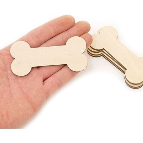50pcs Wooden Dog Bone (9cm) Shapes Embellishments Blank Shape Craft Decoration Wood Cut Out