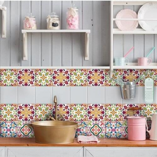 Pack 72 tile size 10x10 cm - Made in Italy-for bathroom and kitchen Stickers design-June