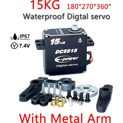 1 x Waterproof Servo DC5515 Speed Metal Gear Digital Servo baja servo 15KG/.09S for 1/8 1/10 Robotic DIY,RC car
