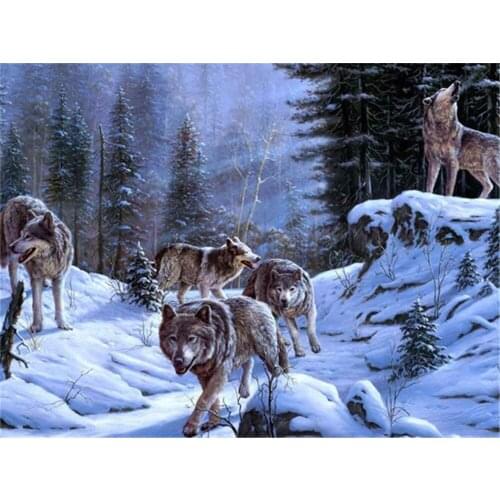 Wolf Animal Printed 11CT Cross Stitch Full Kit DIY Embroidery DMC Threads Handmade Handicraft Hobby Painting Jewelry