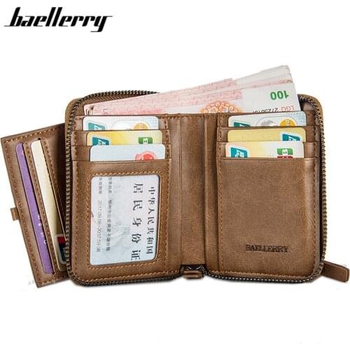 Baellerry High Quality Men Wallets Business Card Holder Wallet Men Coin Purses Vintage Leather Wallet Card Small Purse Money Bag