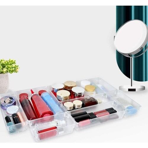 Desk Drawer Organiser Trays 4-Size Drawer Dividers Versatile Storage Boxes Vanity Trays Makeup Organizers for Office