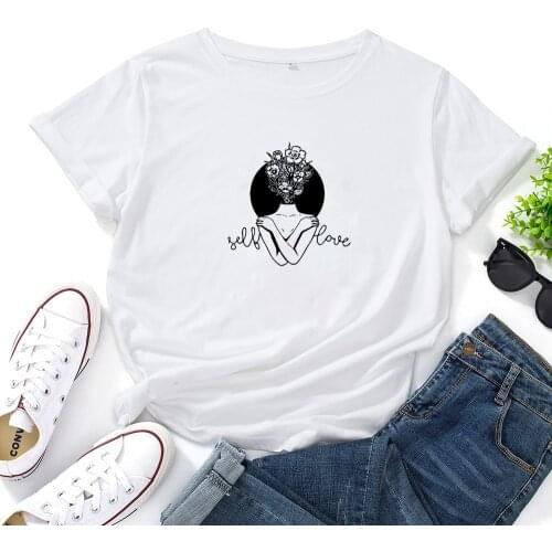 Self Love Colored Print T-shirt Womens Love Yourself Positive Tee Shirt Female Aesthetic Mental Health Matters Tshirt for Women