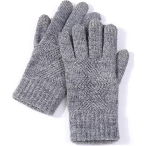 Female Winter Thin Touch Screen Driving Gloves Unisex Stripe Wool knit Elastic Warm Outdoor sports Fitness Cycling Mittens L19