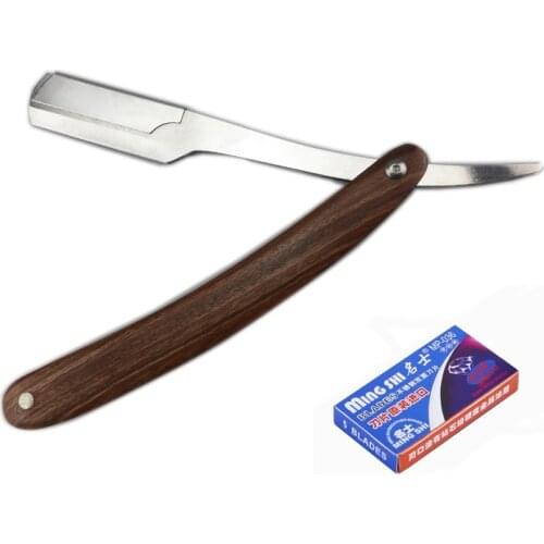 1 Razor 5 Blades Men Blade Holder Shaving Straight Razor Classic Natural Rosewood Handle Barber Razors