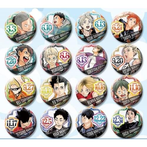 1pc anime Haikyuu!!volleyball volleyball badge around 58mm Asahi kageyama Shoyo Icons Brooch