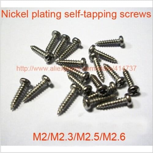 1000Pcs M2/M2.3/M2.5/M2.6 micro electronic screw cross recessed phillips round pan head self tapping screw Length 3mm--20mm