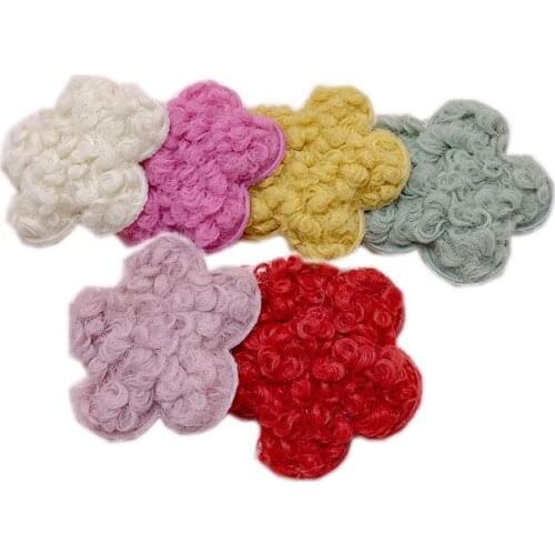 24pcs/lot furry felt flower padded Patches Appliques for Craft Clothes Sewing Supplies DIY Hair Clip Accessories