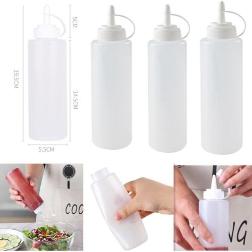 300ml 5Pcs Kitchen Supplies Sauce Bottle Squeeze Pot of Oil Squeeze Squirt Condiment Bottles Salad Dispenser Household Products