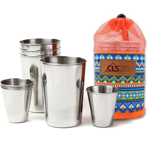 8pcs Outdoor stainless Steel Beer Office water Cup white wine cup camping self-driving kit bottle insulated cups and mugs
