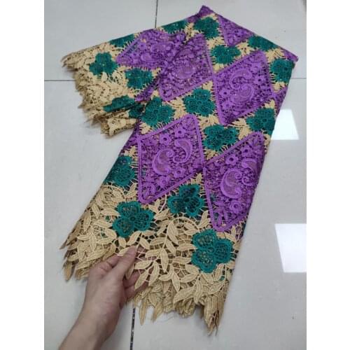 African Cord Lace Fabric With Stones 2021 High Quality Nigerian French Guipure Lace Fabric Water Soluble Lace For Wedding 5Yards