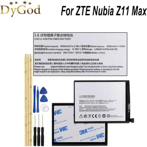 Li3839T43P6h406790 For ZTE Nubia Z11 Max NX523 NX523J Battery 4000mAh Mobile Phone Replacement Backup Batteria Batterie +Tools