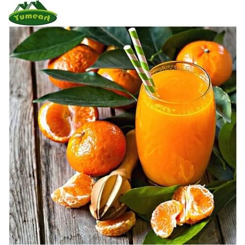 YUMEART 5D DIY Full Drill Diamond Painting Cross Stitch Fruit Orange Wall Stickers Rhinestone Embroidery Mosaic Home Decor Gifts