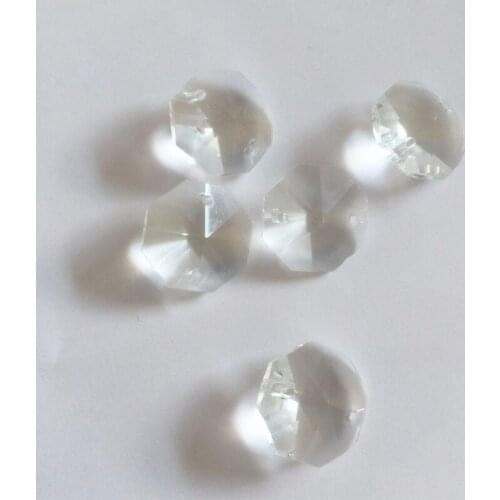 Free Shipping 100pcs/lot 22mm in 2 holes glass crystal octagon beads chandelier parts for strand garland