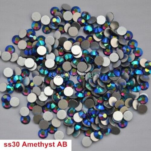 Free Shipping! 288pcs/Lot, ss30 (6.3-6.5mm) Amethyst AB Flat Back Nail Art Non Hotfix Rhinestones