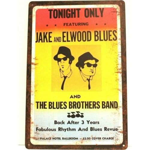 Blues Brothers Tin Sign Man Cave Concert Poster Vintage Ad Style Jake & Elwood