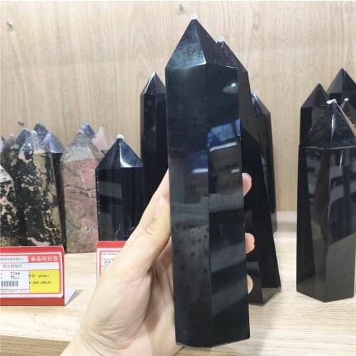 15-17cm Large Natural Black Obsidian Point Tower Fengshui Crystal Gemstones Spirit Chakra Healing Home Decor Gifts Chakra Gifts